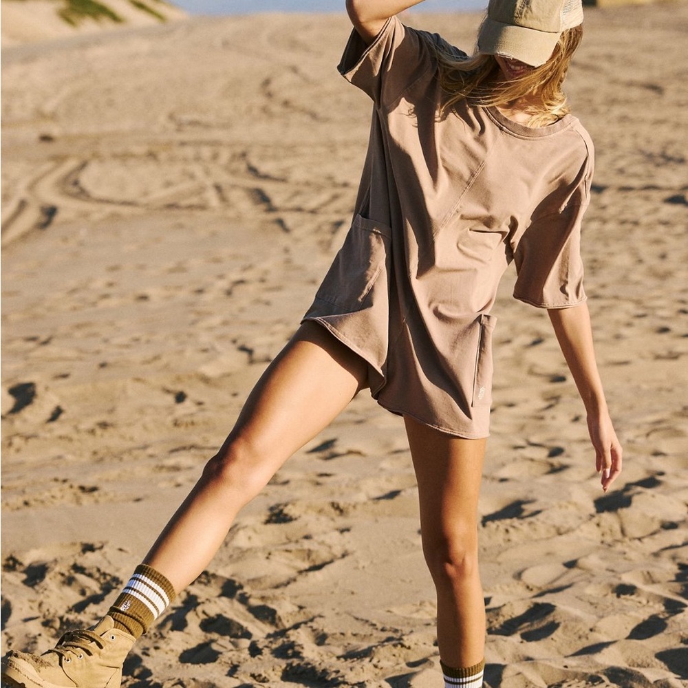 NEW NWT Free people Hot shot tee romper mocha latte size S